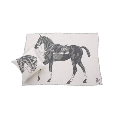 Stick & Ball Polo Pony Throw - Charcoal - Two Hearts Equine Boutique