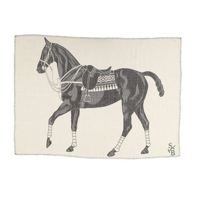 Stick & Ball Polo Pony Throw - Charcoal - Two Hearts Equine Boutique